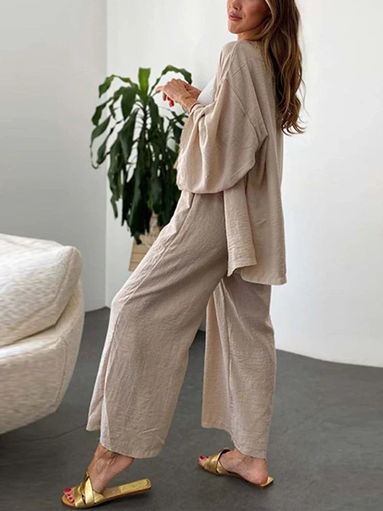 Vivienne - casual loose summer set [cardigan+pants].