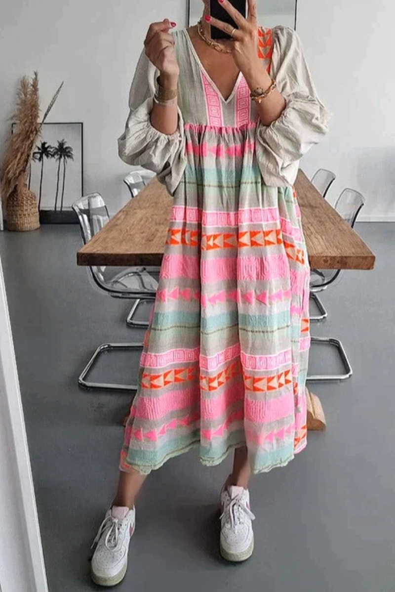 Aurora - Stylish Bohemian Lantern Sleeve Dress