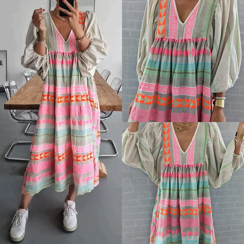 Aurora - Stylish Bohemian Lantern Sleeve Dress