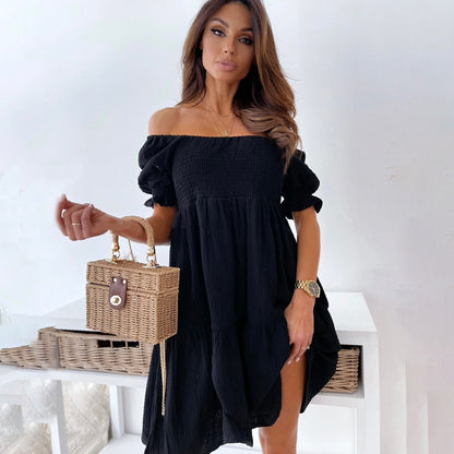 Vivian - stijlvolle off shoulder zomer mini jurk