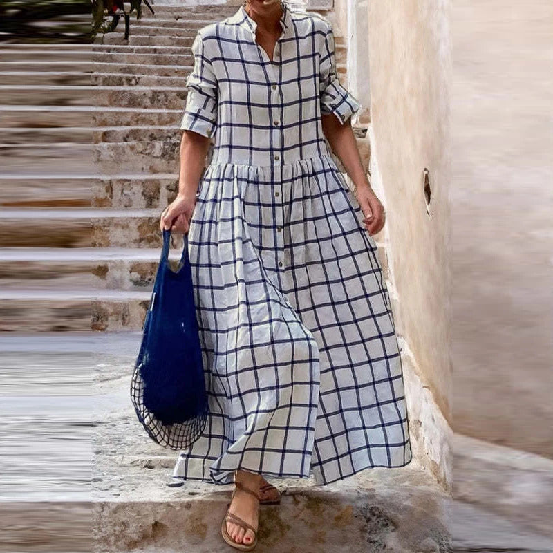 Emeri - Stylish Checkered Maxi Dress